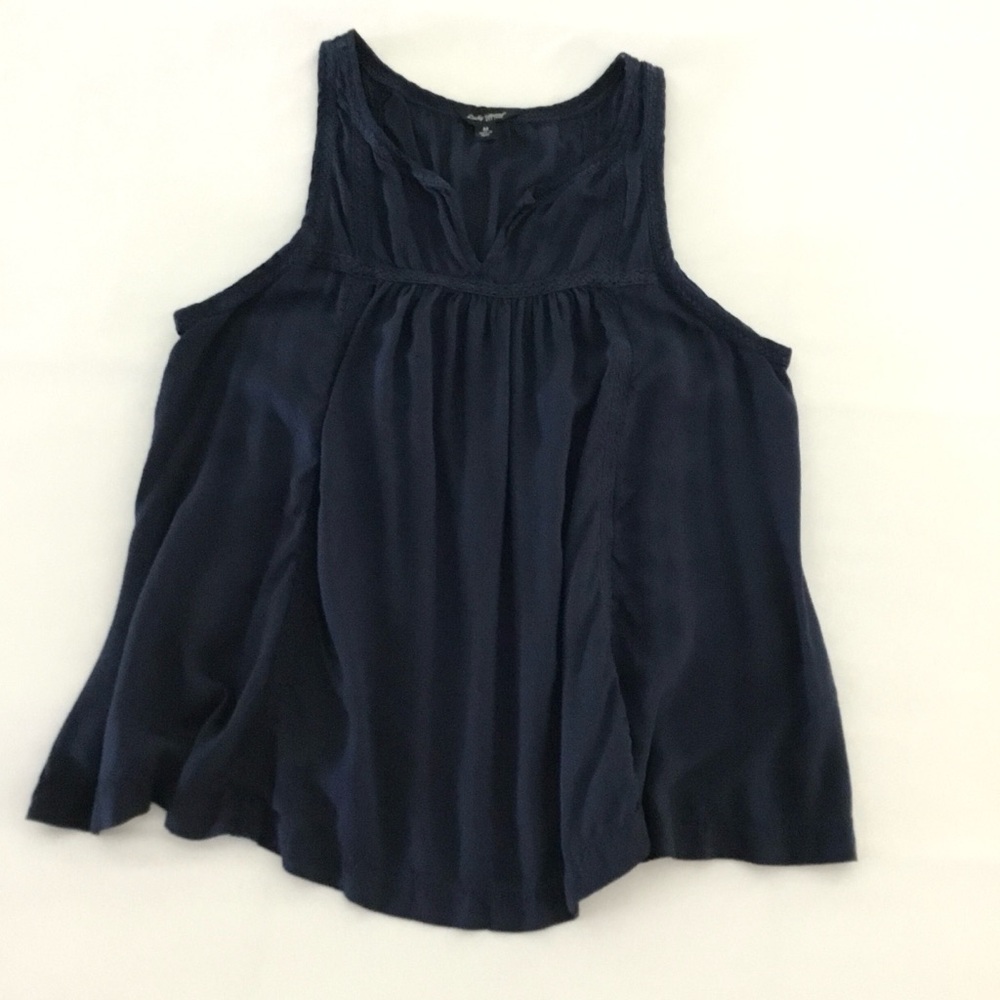 Lucky Brand Blouse Blue Eyelet Sleeveless Casual Lightweight Top Size Medium